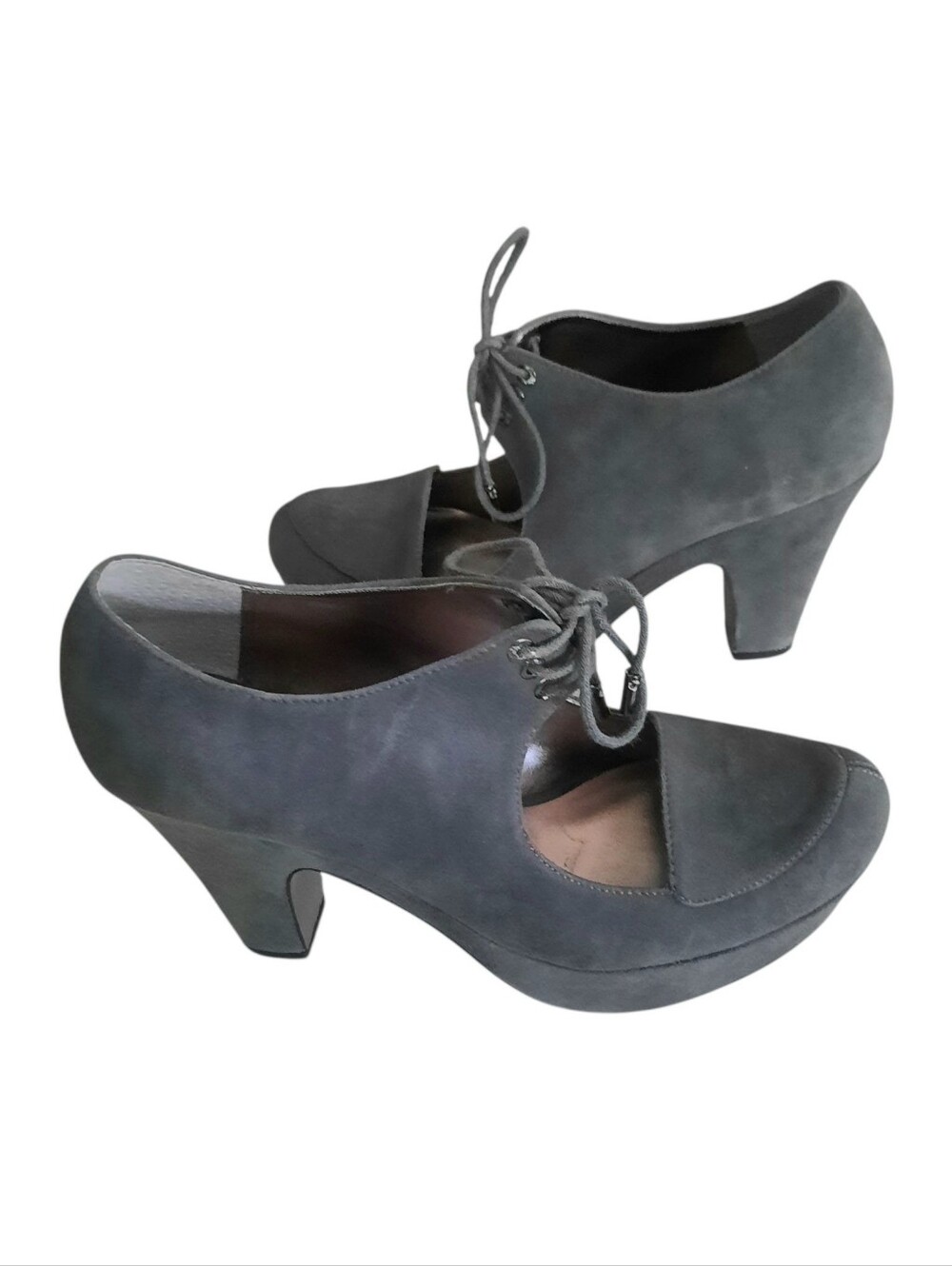 SACHA LONDON Grey Eleanor Suede Lace-Up Platform Block Heel Whimsigoth Pumps 7